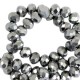 Faceted glass beads 6x4mm disc Silver-pearl shine coating